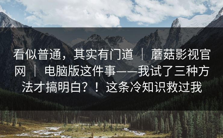 看似普通，其实有门道 ｜ 蘑菇影视官网 ｜ 电脑版这件事——我试了三种方法才搞明白？！这条冷知识救过我