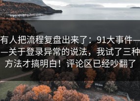有人把流程复盘出来了：91大事件——关于登录异常的说法，我试了三种方法才搞明白！评论区已经吵翻了